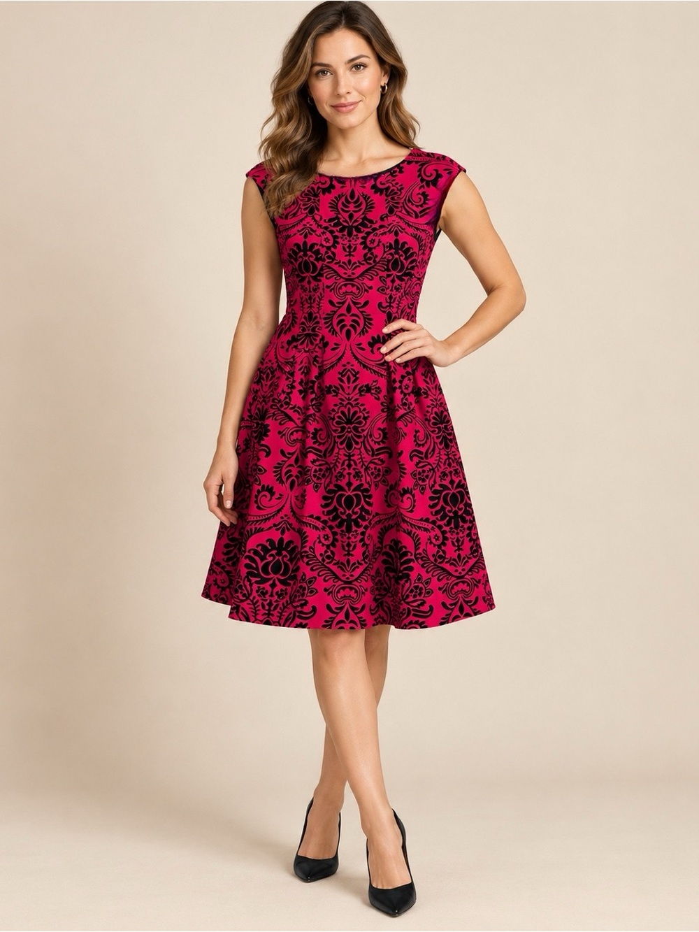 J. Taylor Velvet Special Occasion Pocketed Dress